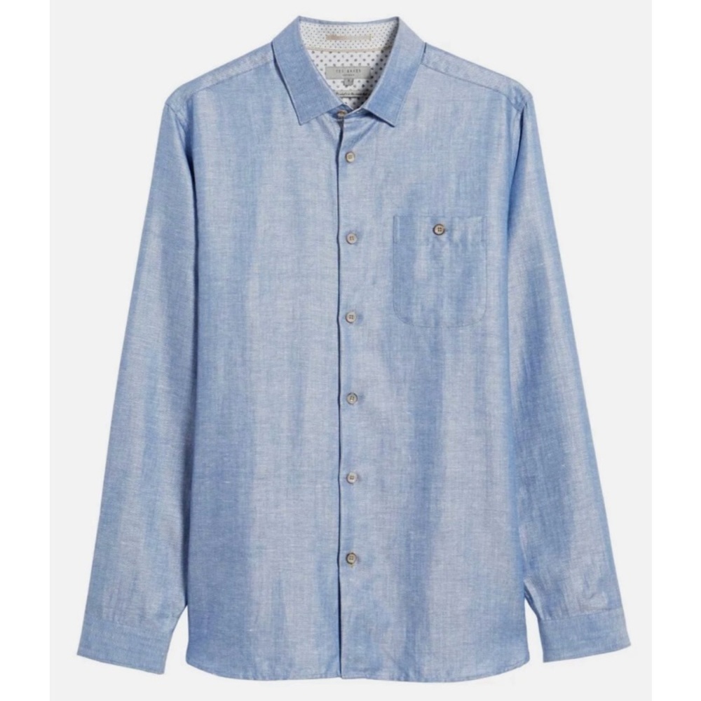 Ted Baker London Men’s ‘Linlins’ Linen Blend Herringbone Button-Down Shirt